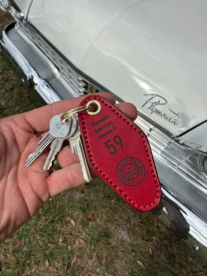 Custom Engraved Leather Vintage Motel Keychains